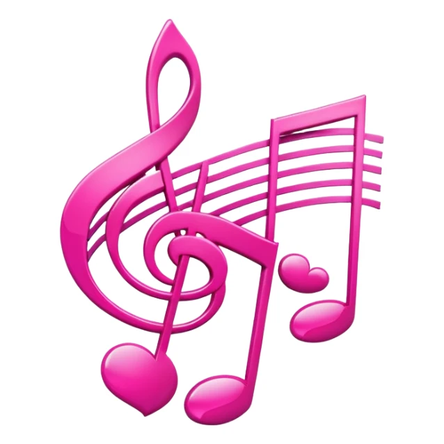 Pink music notes in the shape of hearts  sticker