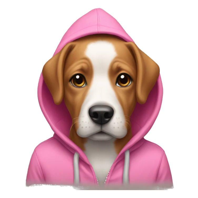 Dog wearing a pink hoodie  sticker