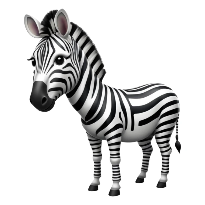 cinematic-zebra-realistic-full-body-standing-emoji,-elegant-frame-balanced-gracefully,-bold-black-and-white-stripes-contrasting-sharply,-head-tilted-dramatically,-expressive-dark-eyes-glinting-with-curiosity,-simplified-yet-realistic-focused-features,-highly-detailed,-glowing-with-an-almost-sarcastic-glow sticker