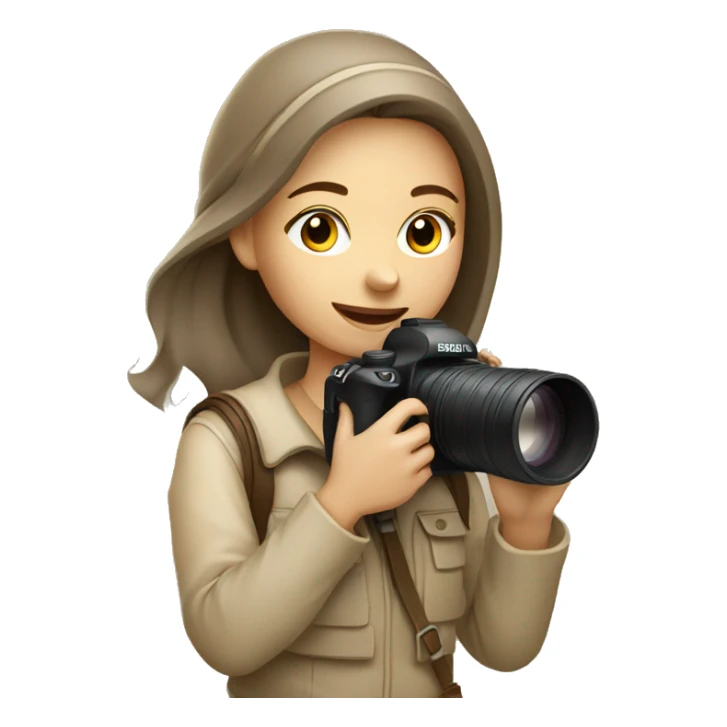 girl photographer with camera in beige colors sticker