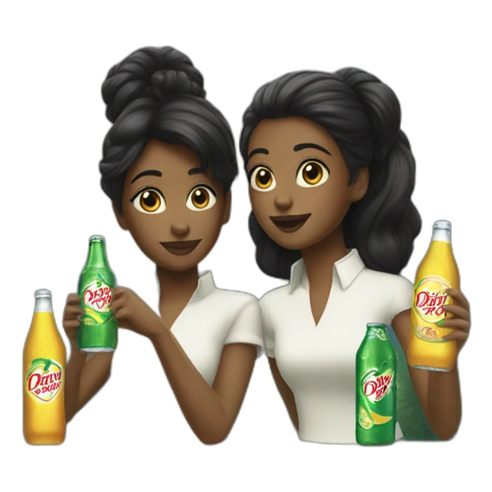 A black girl and black hair in a bun drinking Canada Dry sticker