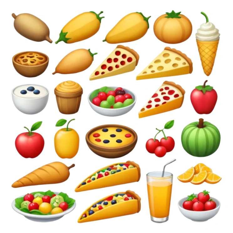 create me an image for a vertical in my super app, food vertical no human, food elements only sticker
