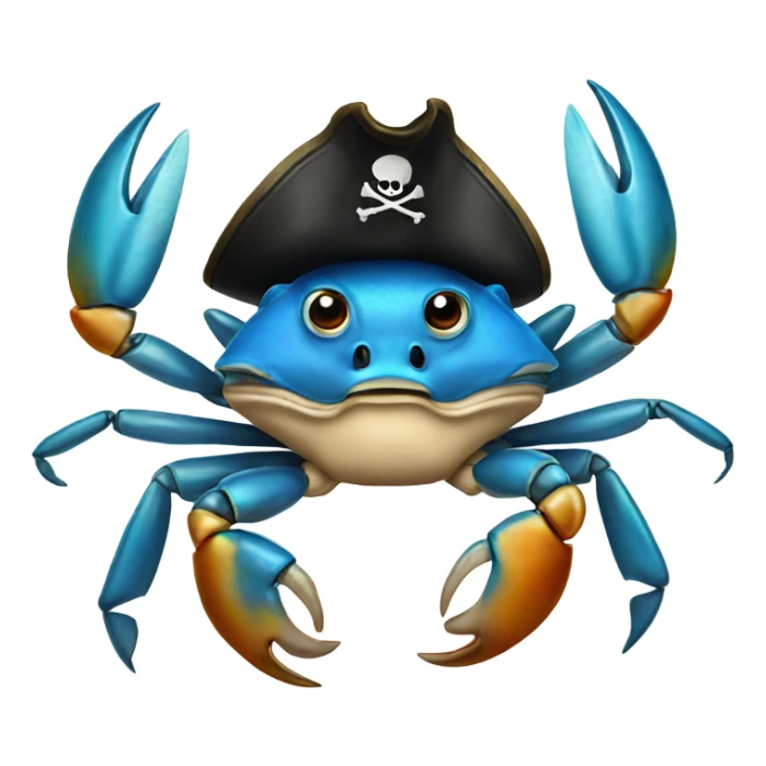 Blue Crab wearing pirate hat sticker