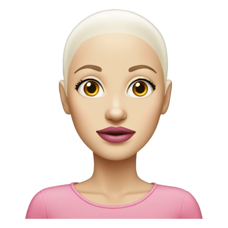 Bald white women with pink big lips with no hair sticker