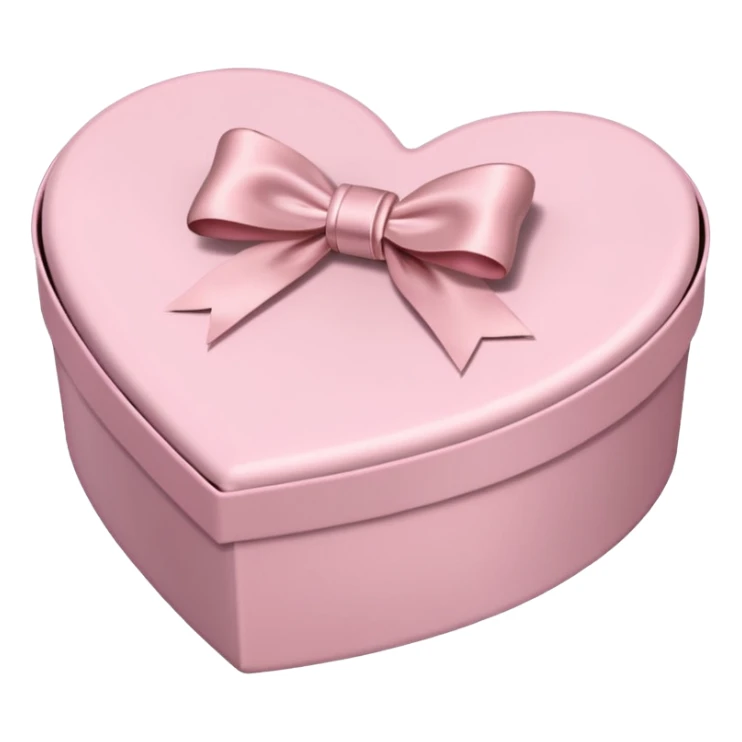 pale pink heart box, pale pink bow, filled with chocolates inside sticker