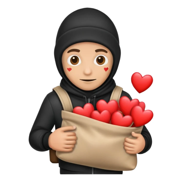 Burglar with bag of hearts  sticker