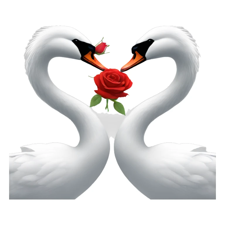 Swans facing each other with a rose in the middle  sticker