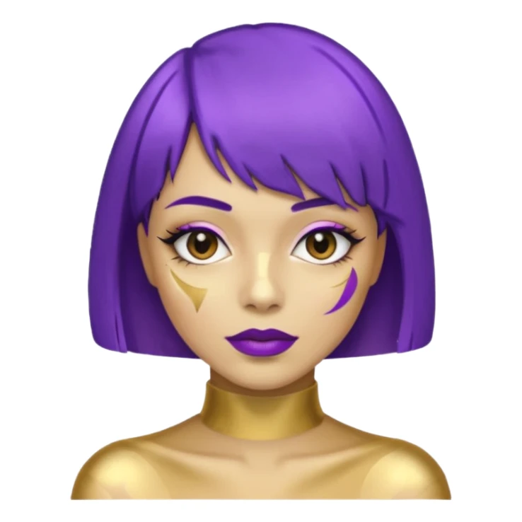 Purple bob haircut gold skin woman sticker