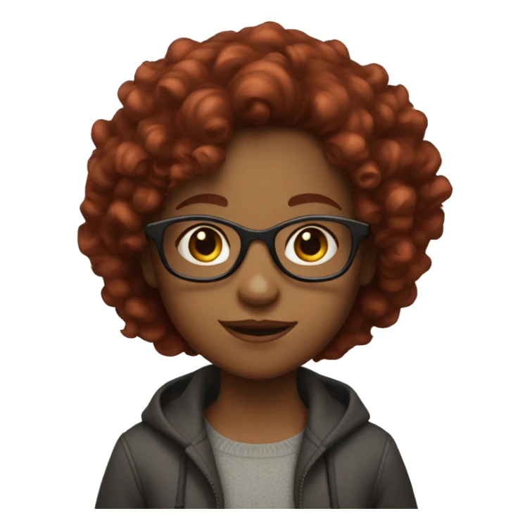 girl with curly dark red hair in glasses  sticker