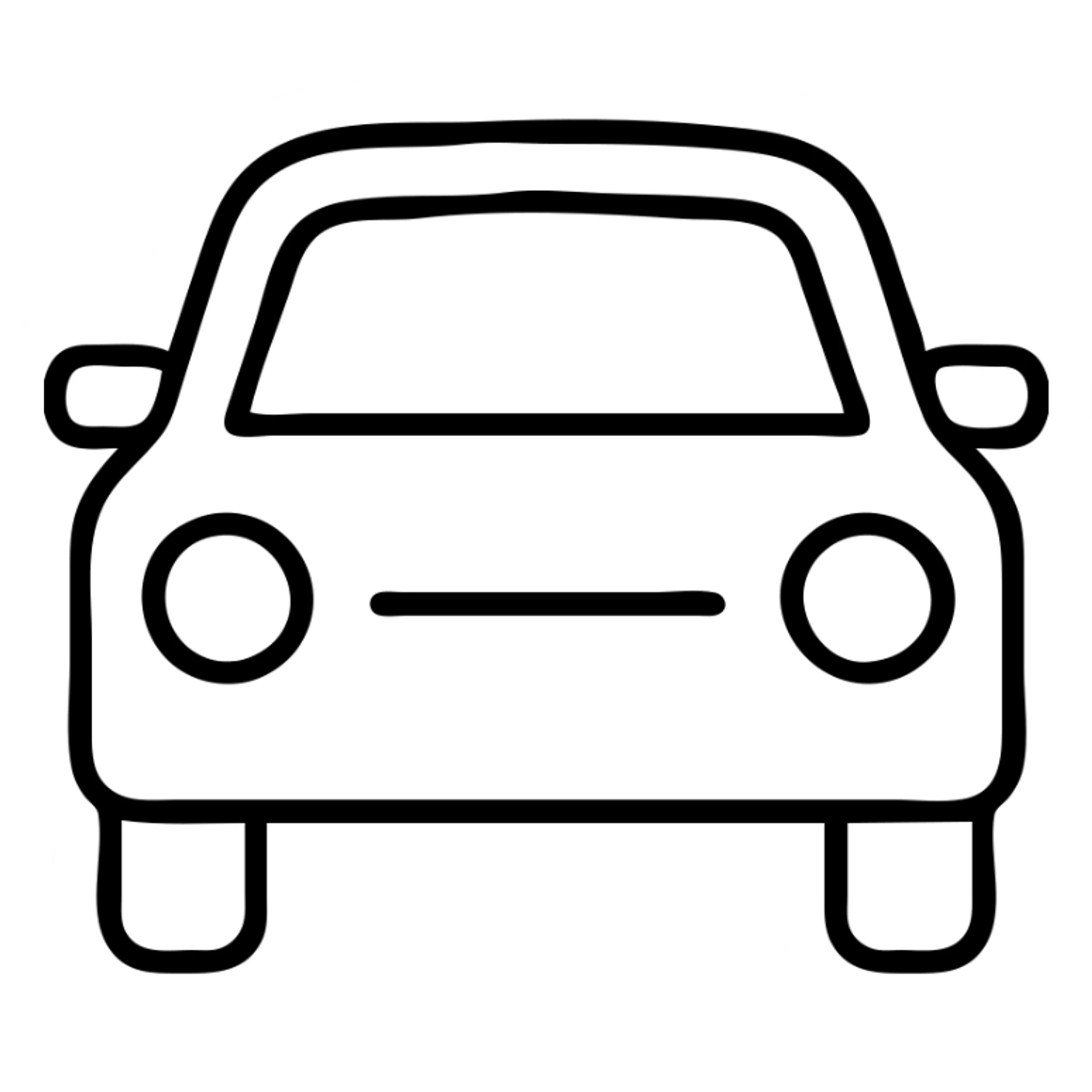 car, black outlined icon style, crisp lines, no fill sticker