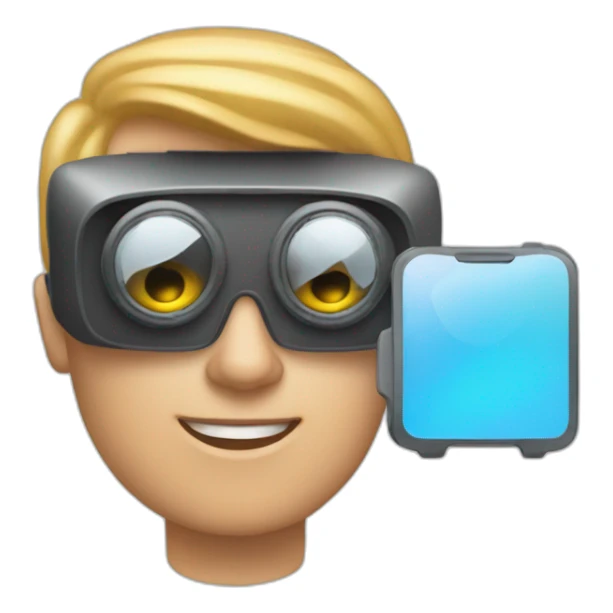 iphone style emoji of white person with meta virtual reality goggles  sticker