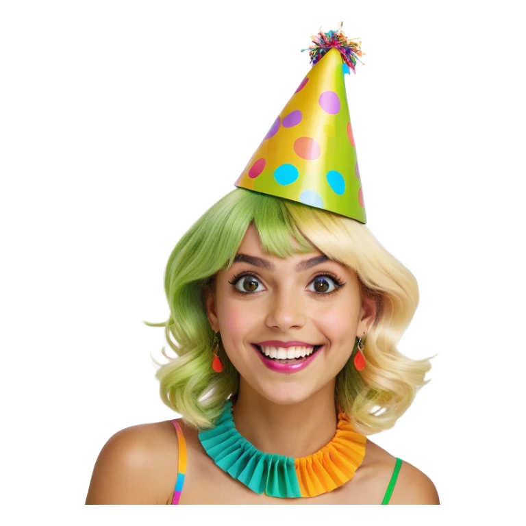 Blonde person with vorwn eyes and party sticker