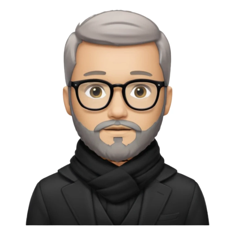 gray scarf male  beard hair with suit glasses sticker