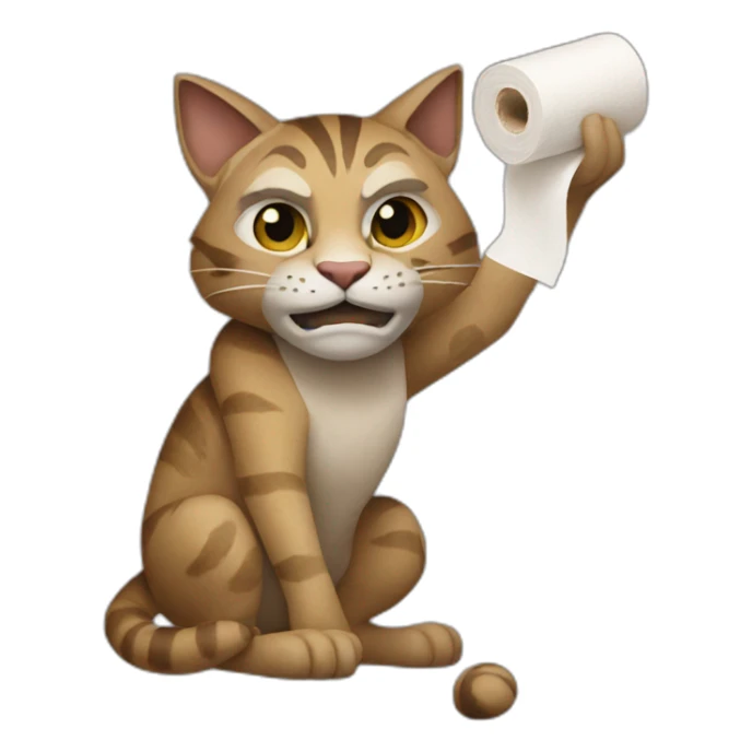Khajiit holding a roll of toilet paper sticker