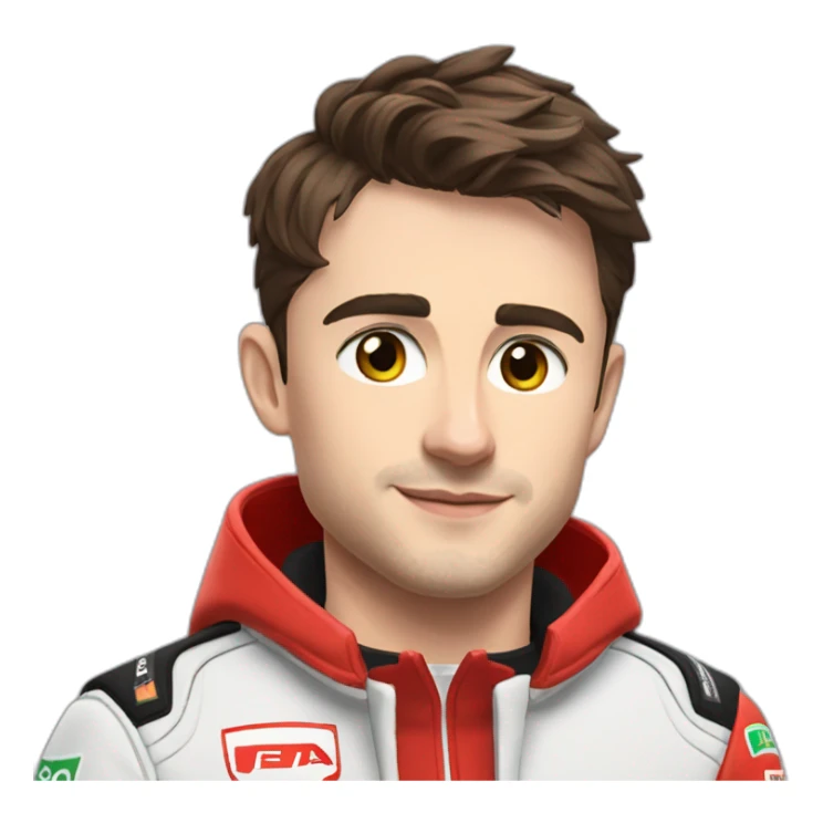 Charles leclerc avec une veste ferrarie rouge sticker