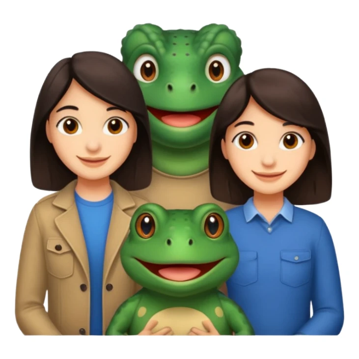 Bufo with two best friends one a girl dark hair other man dark hair sticker