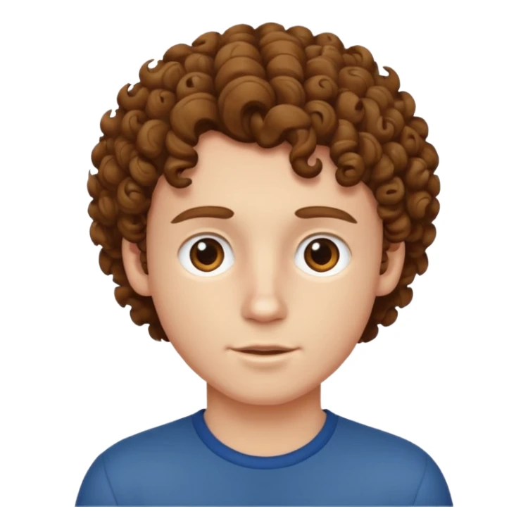 A white boy with curly brown hair sticker