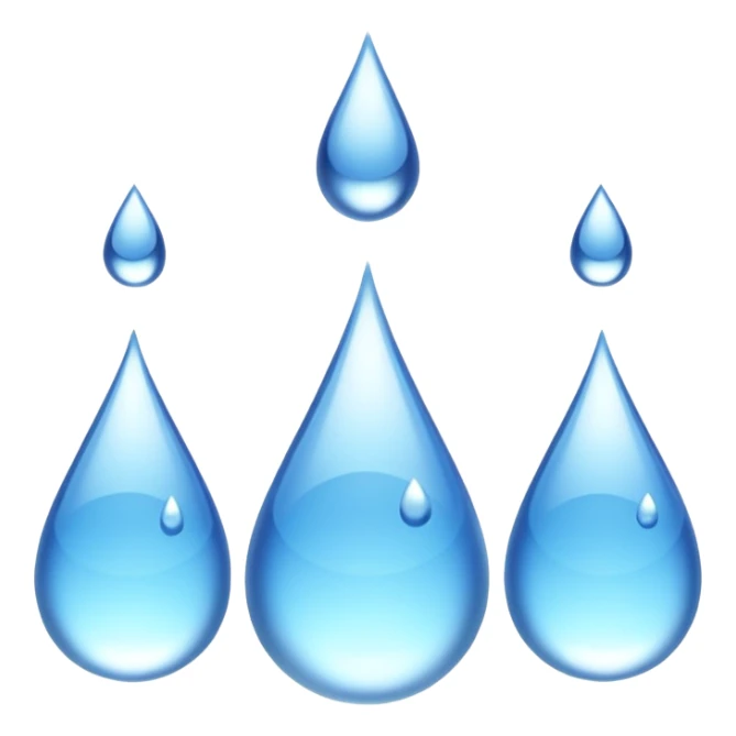 3 water droplets stack on top of each other vertically with two water droplets on the sides; 5 droplets total sticker