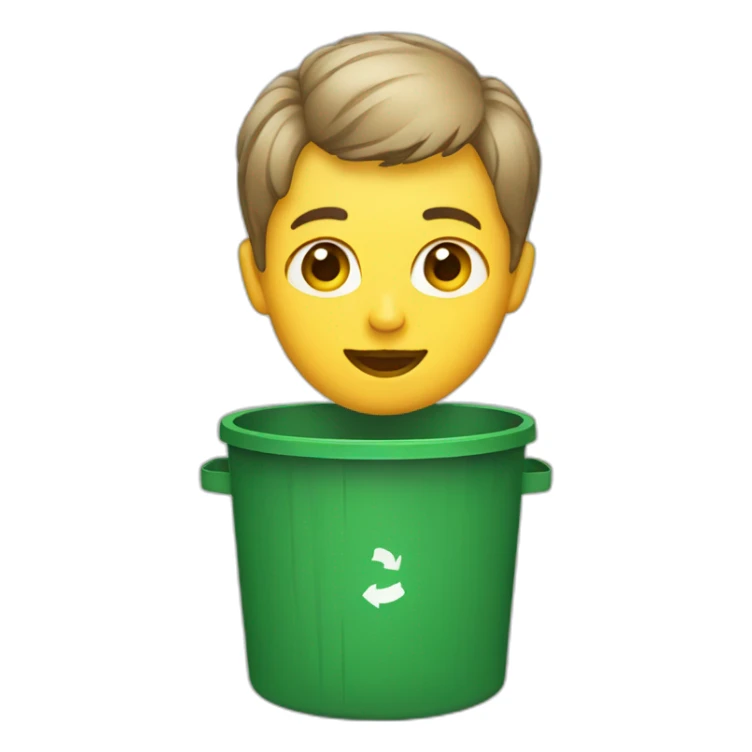 a person with short hair in a trash can sticker