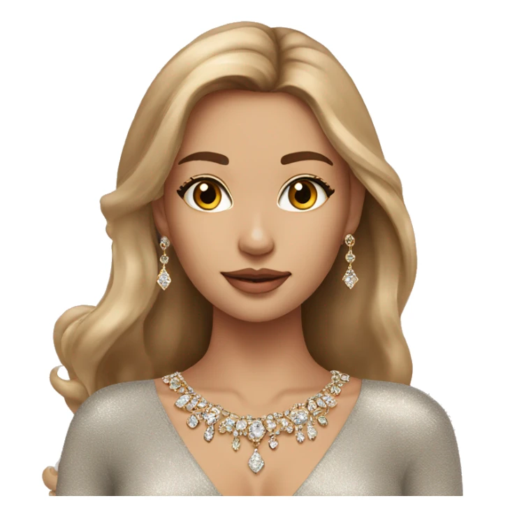 Beautiful model with light brown hair and jewellery on and sparkly top  sticker