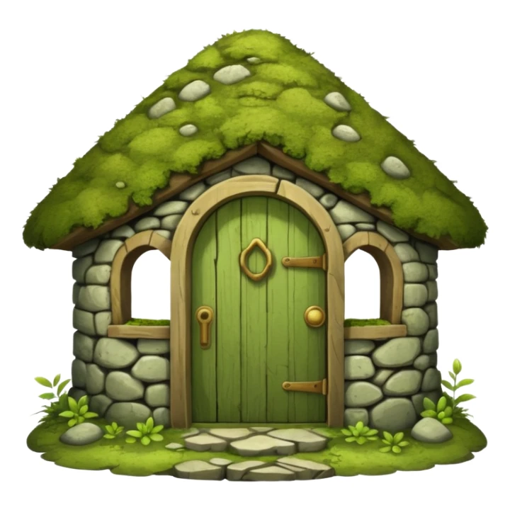 Round stone hut with wooden door.




 sticker