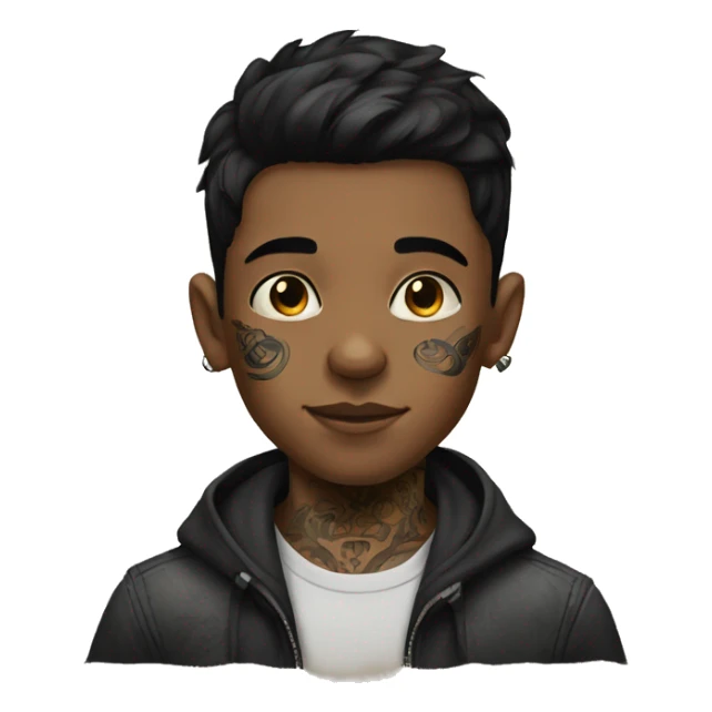 portrait of a black-haired boy with tattoos sticker