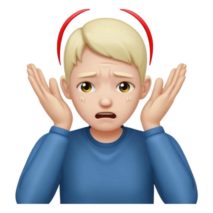 person covering ears with hands, wincing in pain sticker
