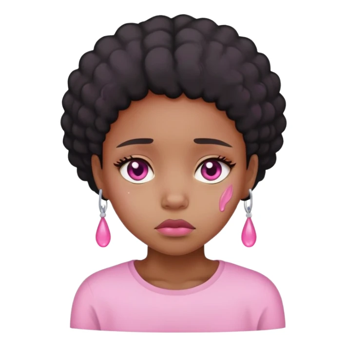 Black Girl with a pink sad tear sticker