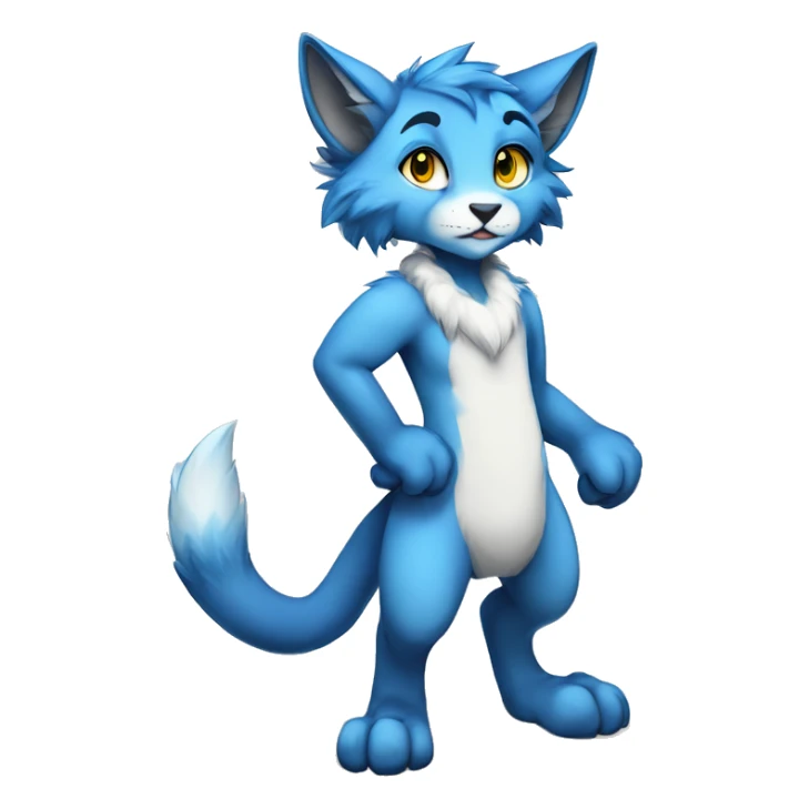 Anthropomorphic Anthro Blue Sona Lynx-Fakémon Furry Full Body sticker