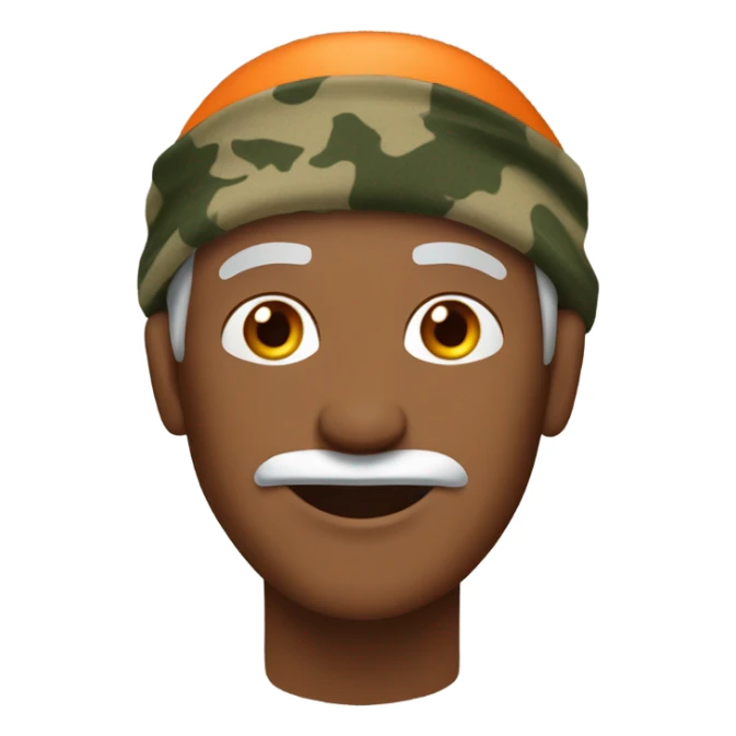 Older man with orange shirt and camouflage doorag sticker