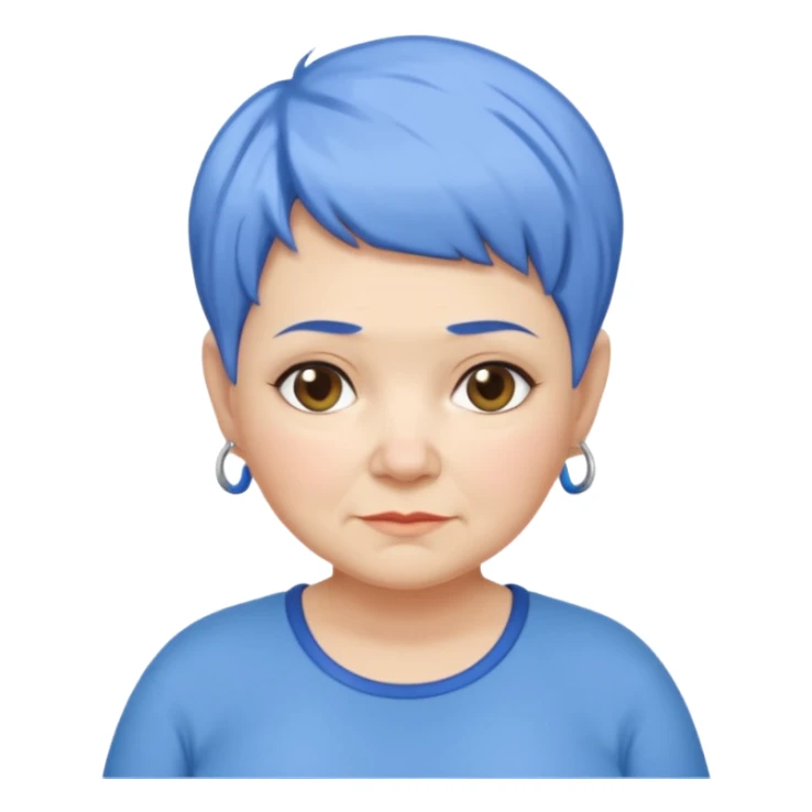mujer mayor un poco gorda pelo azul o morado pixie cut barriobajera sticker