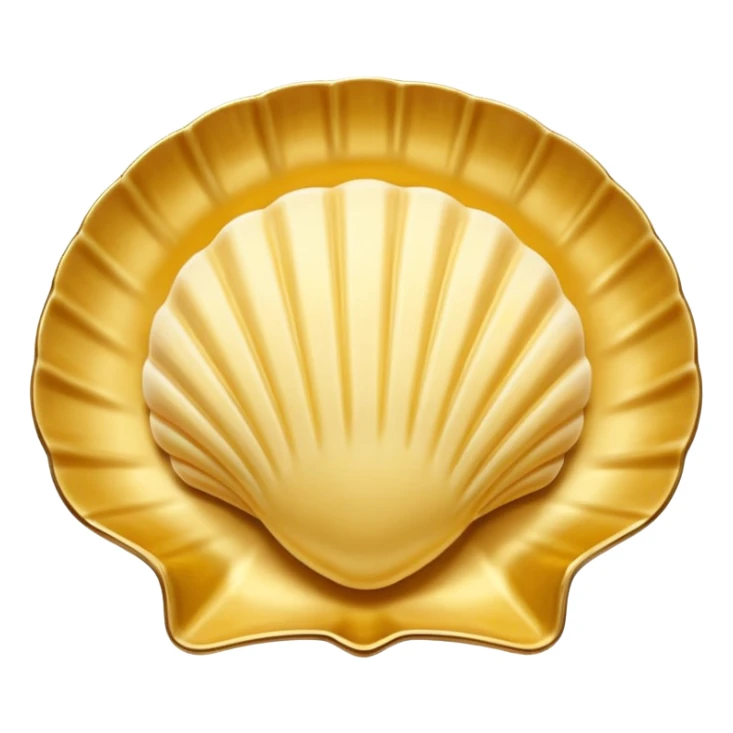 butter in the shape of a shell on a gold vintage sticker