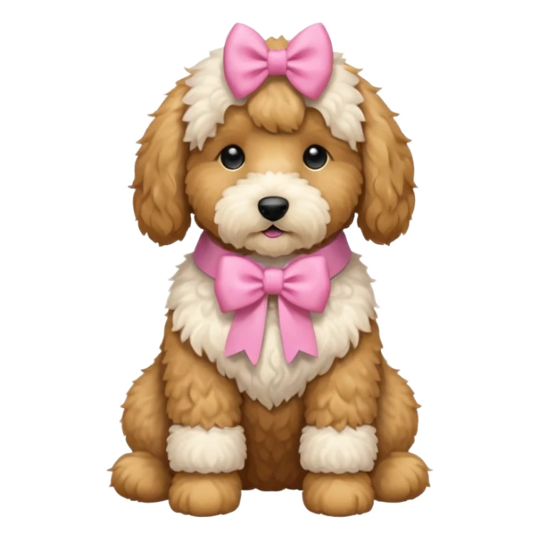 Cute Golden doodle with pink bow sitting down sticker