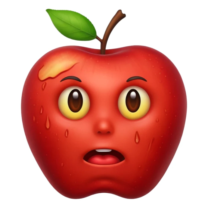 A apple dead in a cartoony style sticker