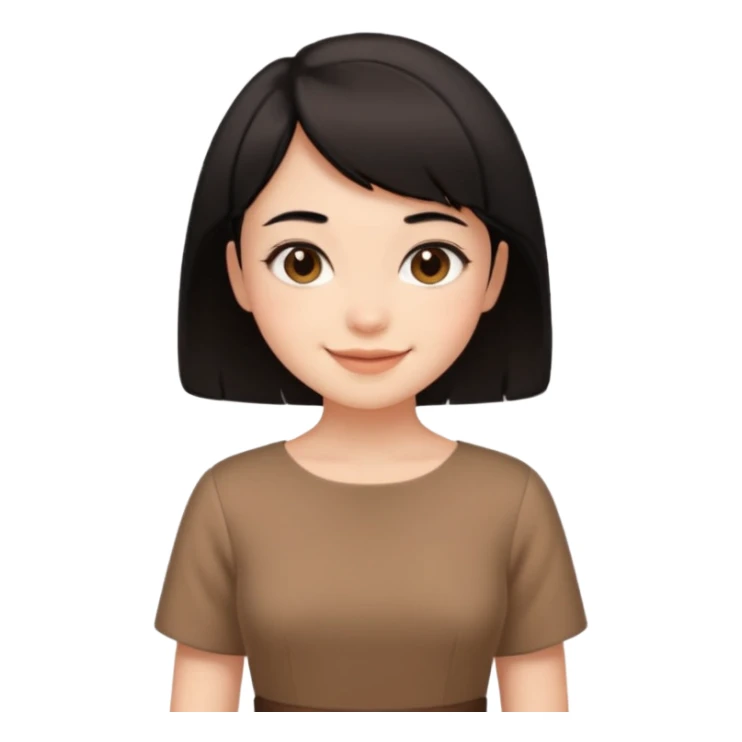 Gadis cantik, lucu, rambut pendek warna hitam, baju coklat aesthetic  sticker