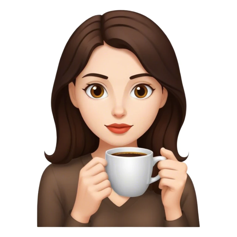 brunette woman drinking coffee sticker