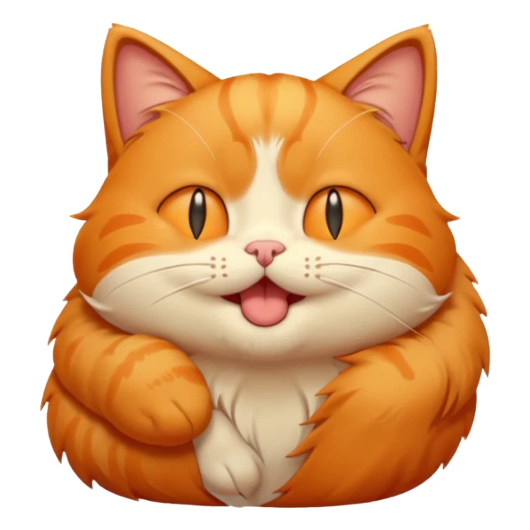 Cute, sleepy orange cat emoji for Discord, droopy eyes, tiny yawn, fluffy fur, cartoonish chibi style, clear at small size.
 sticker