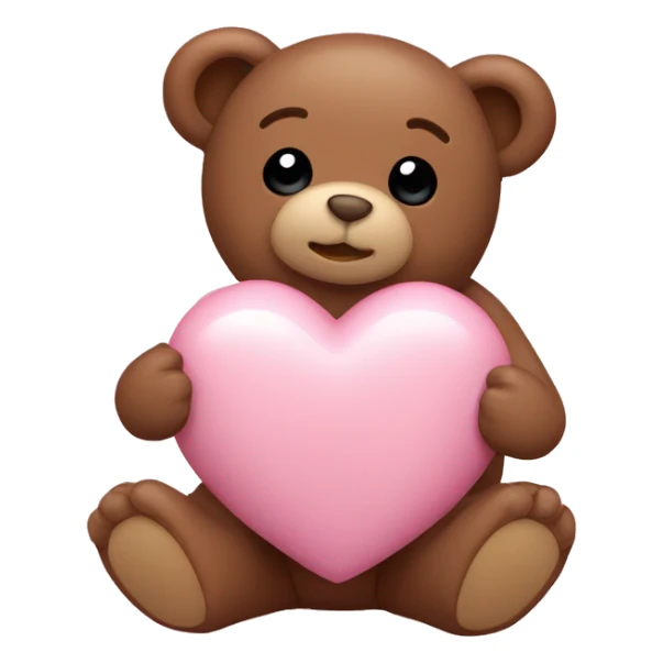 Baby pink heart with a baby brown teddy bear sticker