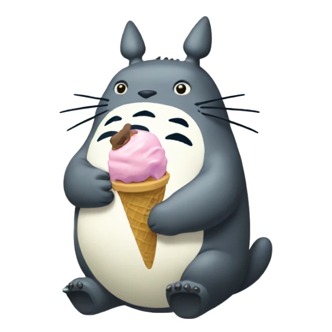 Totoro eating Ice Cream sticker