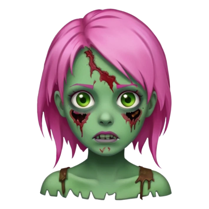 zoombie girl pink hair, green skin sticker