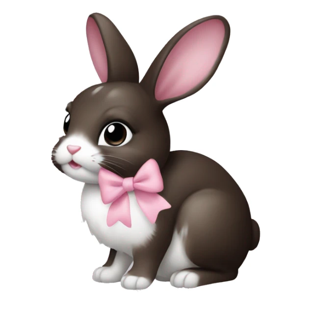 Bunny (Brown black white) with a Baby Pink bow sticker