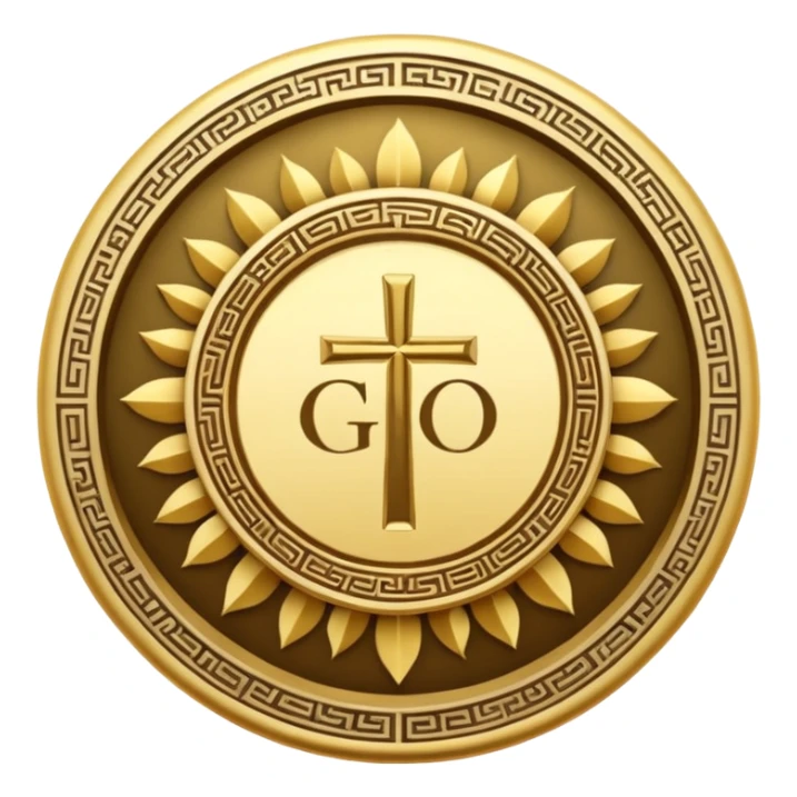 The name of God is repeated in a circle.  sticker