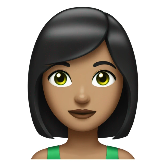 girl with black bob and green eyes sticker