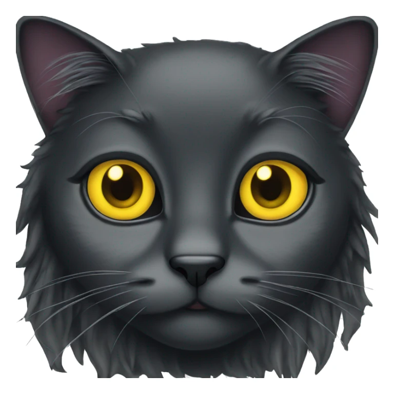 Long hair black cat with big yellow eyes  sticker