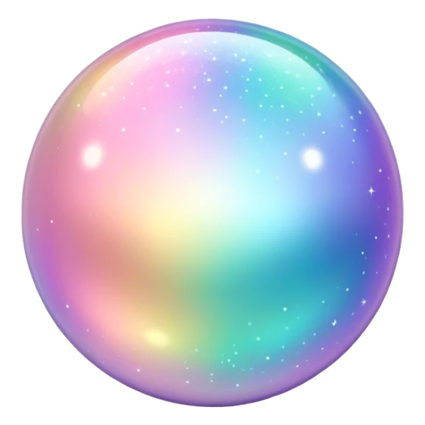 Pastel sparkly glittery iridescent colorful transparent ball sphere orb sticker