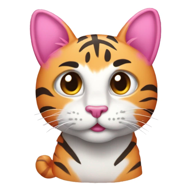 pink cat like a tiger in full growth sticker