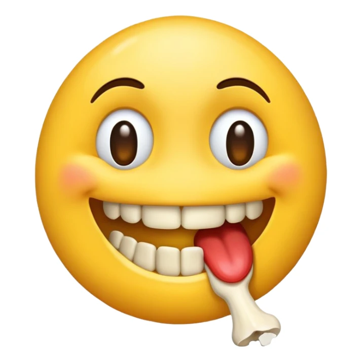 kiss emoji with bone sticking out sticker