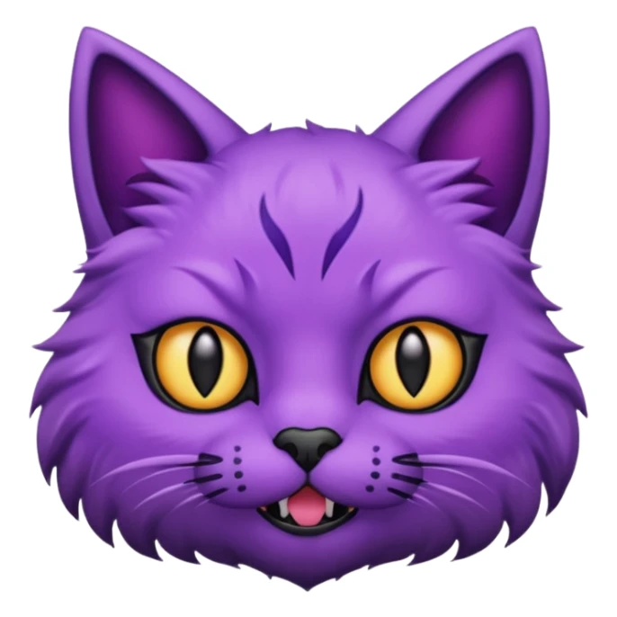 Scary purple cat with black eyes ans mouth sticker