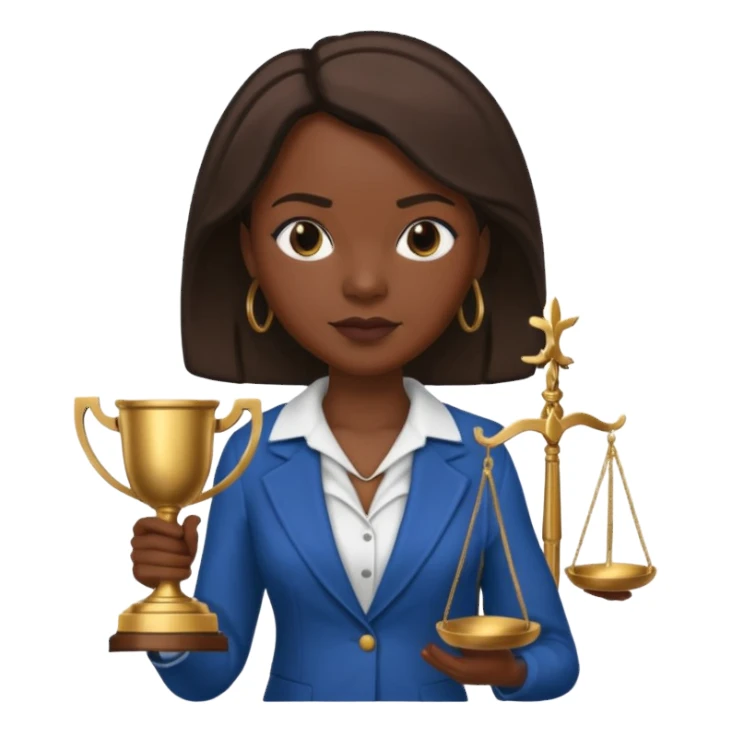 Black teacher/professor looking like the fictional character Annalise Keating from How To Get Away With Murder, holding a statue of justice and with a school board in the background sticker