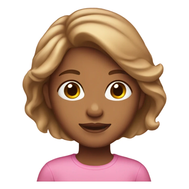 Tan girl with light brown hair wearing pink sticker